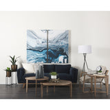 Brooks 90.2L x 34.8W x 33.5H Navy Blue Fabric Three Seater Sofa W/ Medium Brown Wooden Legs from Mercana - Luna Furniture