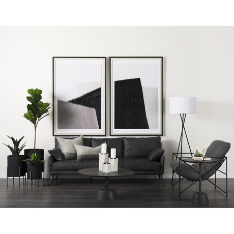 Maxwell 34L x 34W x 16H Dark Brown Wood W/ Black Metal Pedestal Base Round Coffee Table from Mercana - Luna Furniture