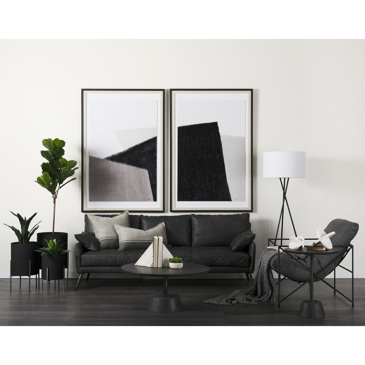 Cochrane 82L x 33W x 32.3 Black Leather Three Seater Sofa from Mercana - Luna Furniture