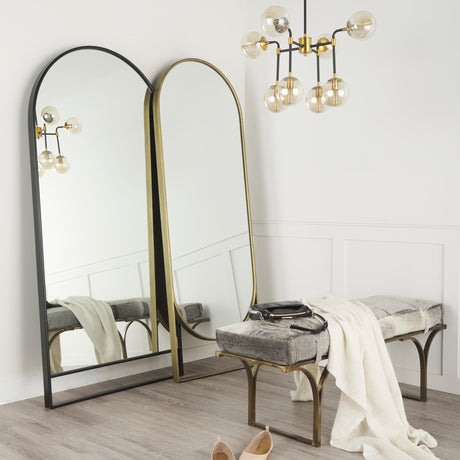 Sadie 36.0L x 2.0W x 76.0H Black Metal Rounded Arch Floor Mirror from Mercana - Luna Furniture