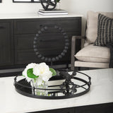 Kimbel 24L x 24W Black Metal Mirrored Base Round Tray from Mercana - Luna Furniture