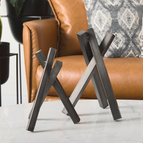 Bastian (Large) 9L x 8W Black Metal Abstract Object from Mercana - Luna Furniture