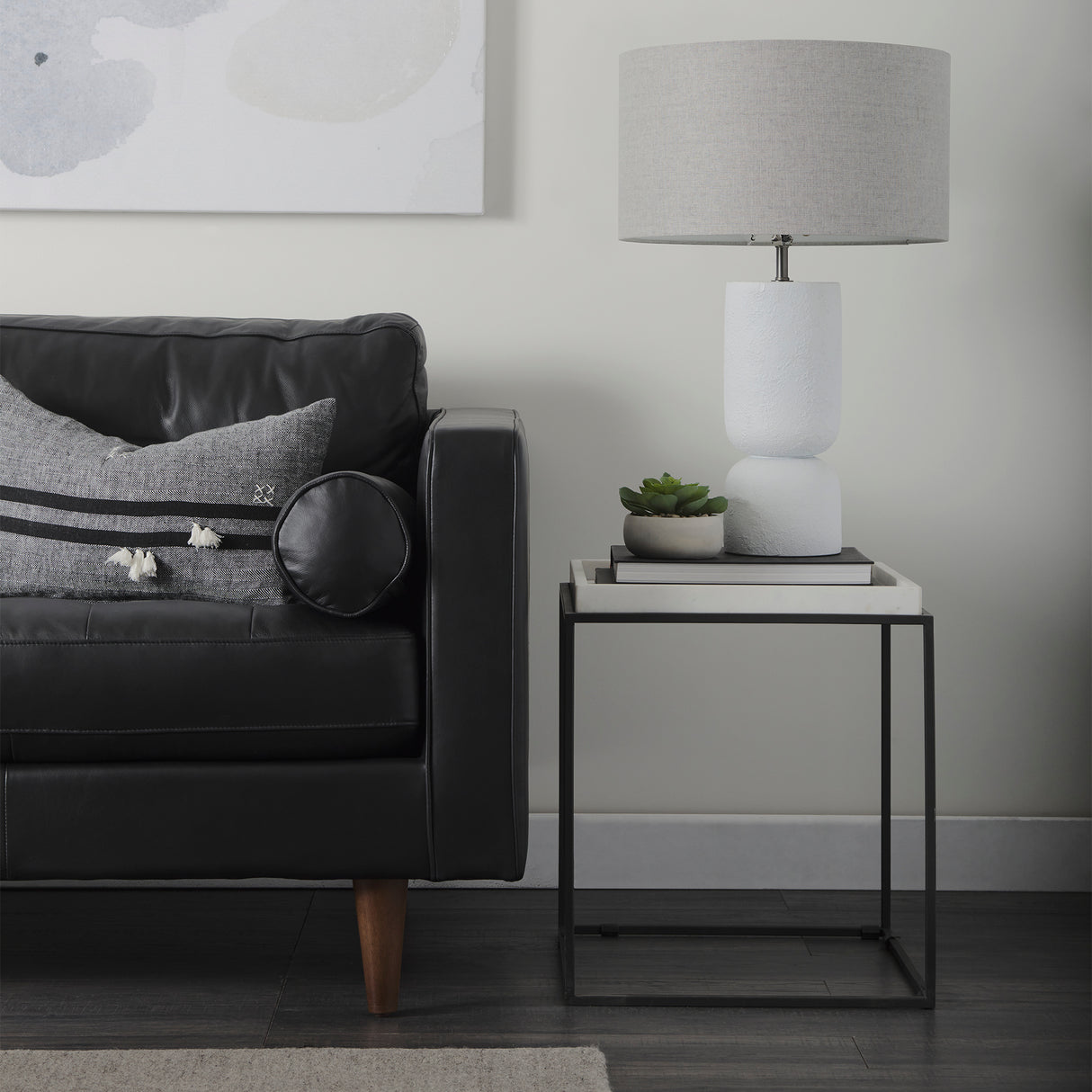 Svend 88.0L x 38.0W x 34.0H Black Leather Sofa from Mercana - Luna Furniture
