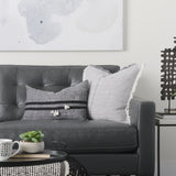 Thais 20L x 20W Blue and Cream Fringed Decorative Pillow Cover from Mercana - Luna Furniture