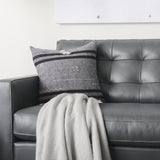 Sibyl 18L x 18W Black Fabric Striped and White Fringed Decorative Pillow Cover from Mercana - Luna Furniture