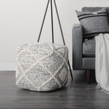 Ekiya 16.0L x 16.0W x 16.0H Black/White Yarn and Wool Patterened Pouf from Mercana - Luna Furniture