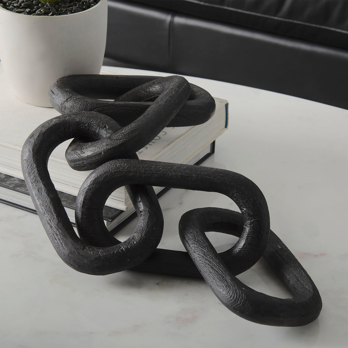 Alix 29.0L x 5.0W x 5.0H Black Wood Link Chain Decorative Object from Mercana - Luna Furniture