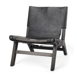 Elodie 24.4L x 33.9W x 30.7H Black Leather W/Black Stain Beech Wood Frame Accent Chair from Mercana - Luna Furniture