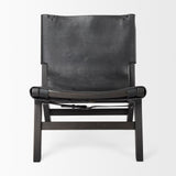 Elodie 24.4L x 33.9W x 30.7H Black Leather W/Black Stain Beech Wood Frame Accent Chair from Mercana - Luna Furniture