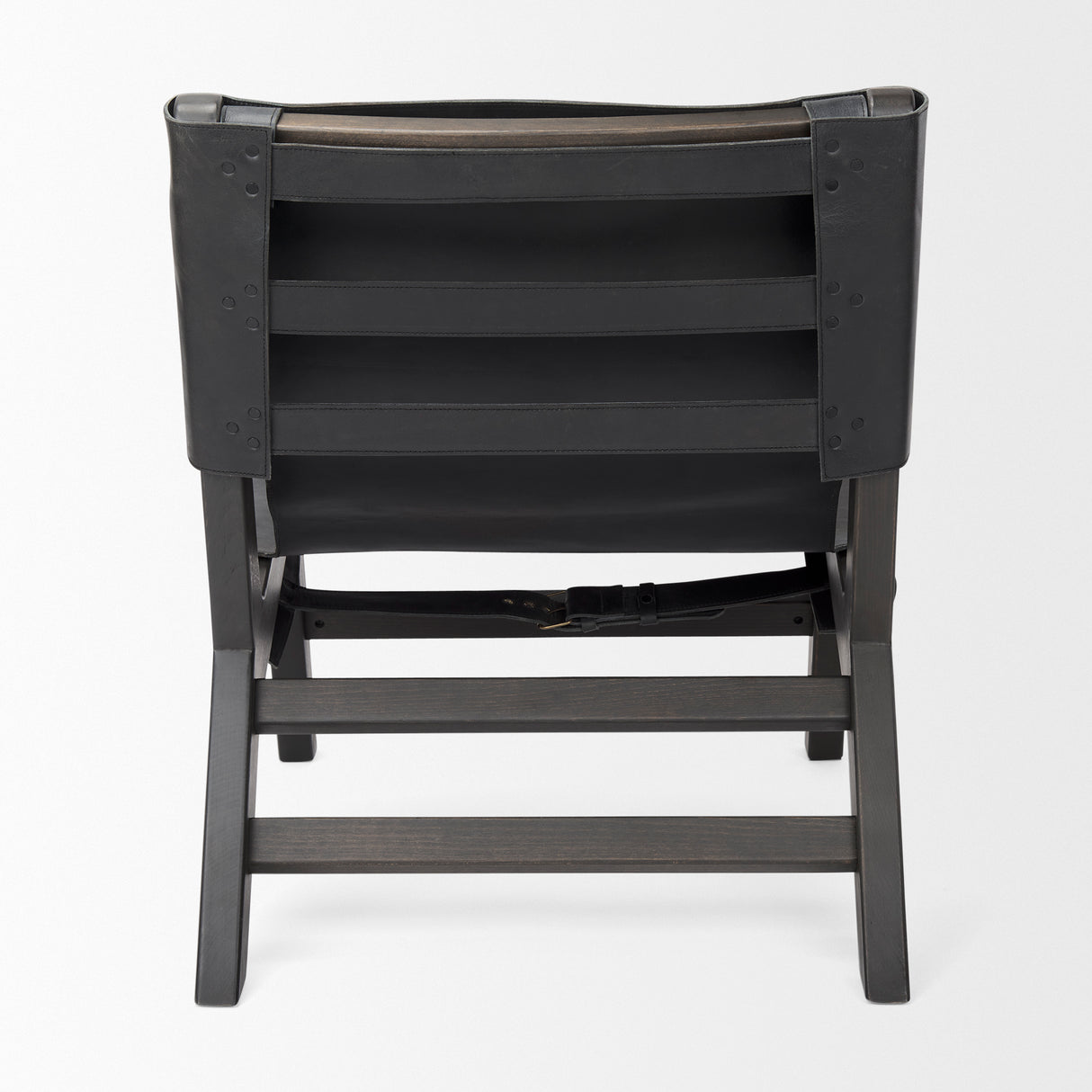 Elodie 24.4L x 33.9W x 30.7H Black Leather W/Black Stain Beech Wood Frame Accent Chair from Mercana - Luna Furniture