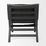 Elodie 24.4L x 33.9W x 30.7H Black Leather W/Black Stain Beech Wood Frame Accent Chair from Mercana - Luna Furniture