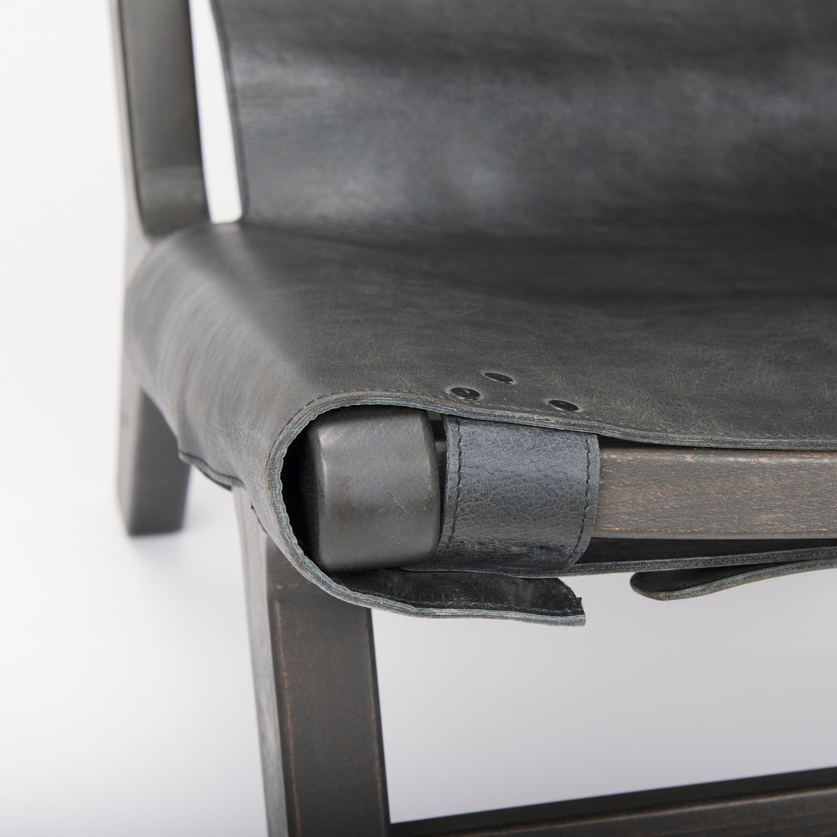 Elodie 24.4L x 33.9W x 30.7H Black Leather W/Black Stain Beech Wood Frame Accent Chair from Mercana - Luna Furniture
