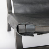 Elodie 24.4L x 33.9W x 30.7H Black Leather W/Black Stain Beech Wood Frame Accent Chair from Mercana - Luna Furniture