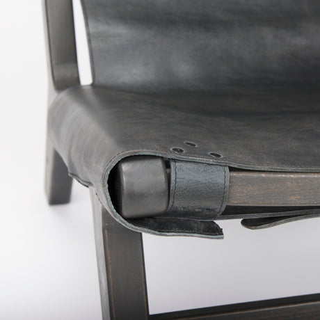 Elodie 24.4L x 33.9W x 30.7H Black Leather W/Black Stain Beech Wood Frame Accent Chair from Mercana - Luna Furniture