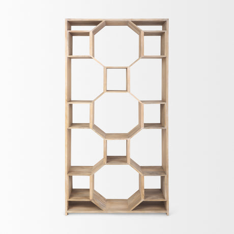 Traro 47.75L x 16.0W x 92.0H Blonde Wooden Compartment Shelving Unit from Mercana - Luna Furniture