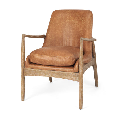 Westan Cognac Faux Leather W/Medium Brown Wood Accent Chair from Mercana - Luna Furniture