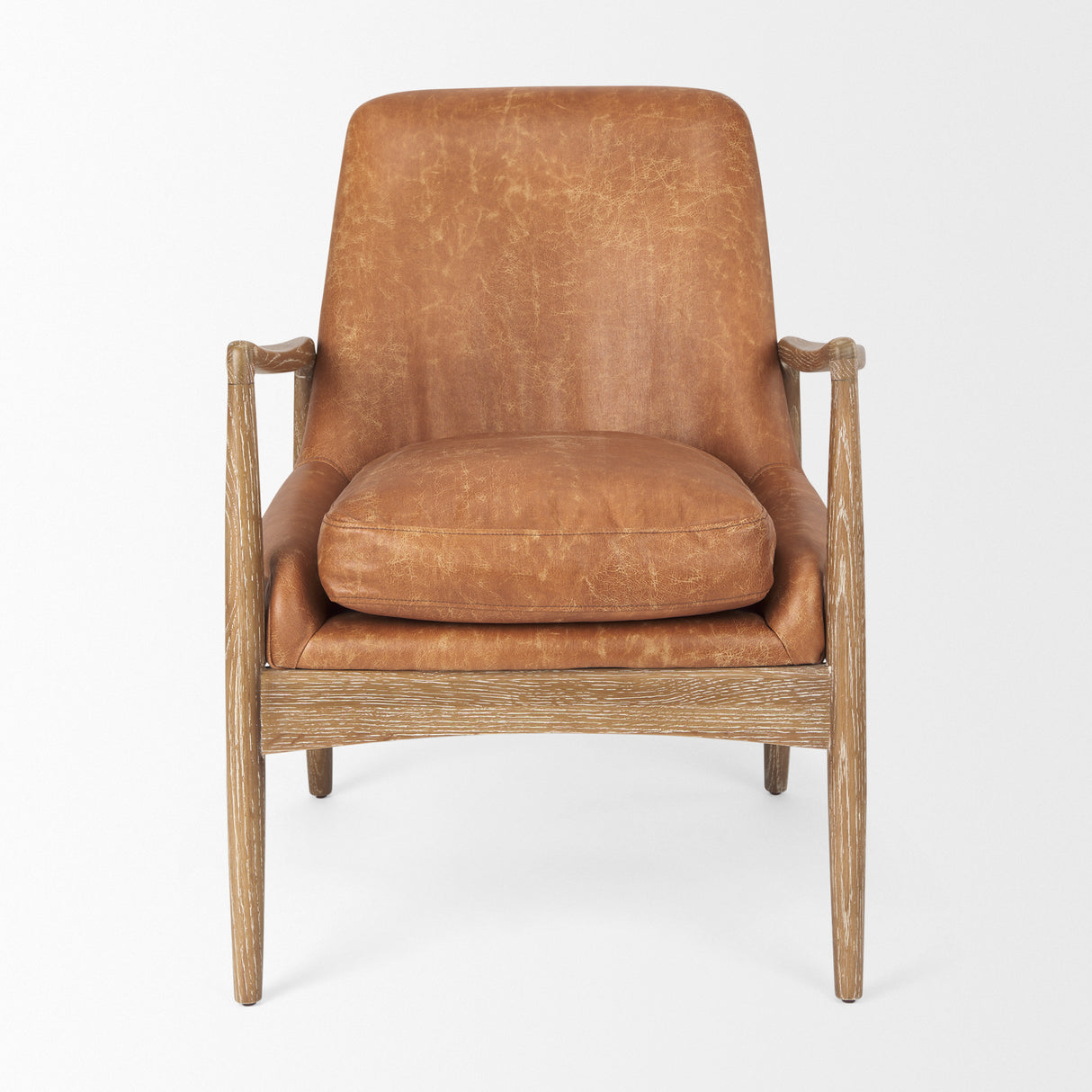 Westan Cognac Faux Leather W/Medium Brown Wood Accent Chair from Mercana - Luna Furniture