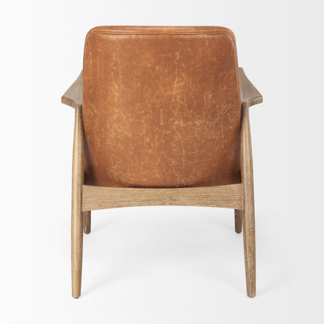 Westan Cognac Faux Leather W/Medium Brown Wood Accent Chair from Mercana - Luna Furniture