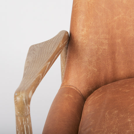 Westan Cognac Faux Leather W/Medium Brown Wood Accent Chair from Mercana - Luna Furniture