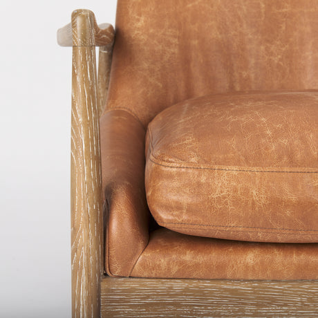 Westan Cognac Faux Leather W/Medium Brown Wood Accent Chair from Mercana - Luna Furniture