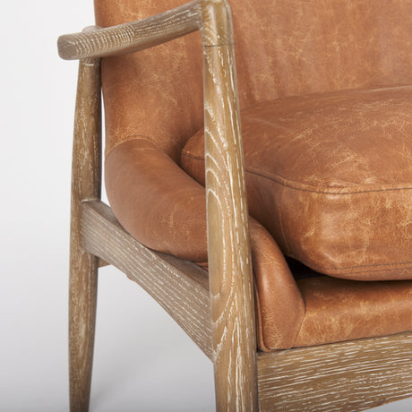 Westan Cognac Faux Leather W/Medium Brown Wood Accent Chair from Mercana - Luna Furniture
