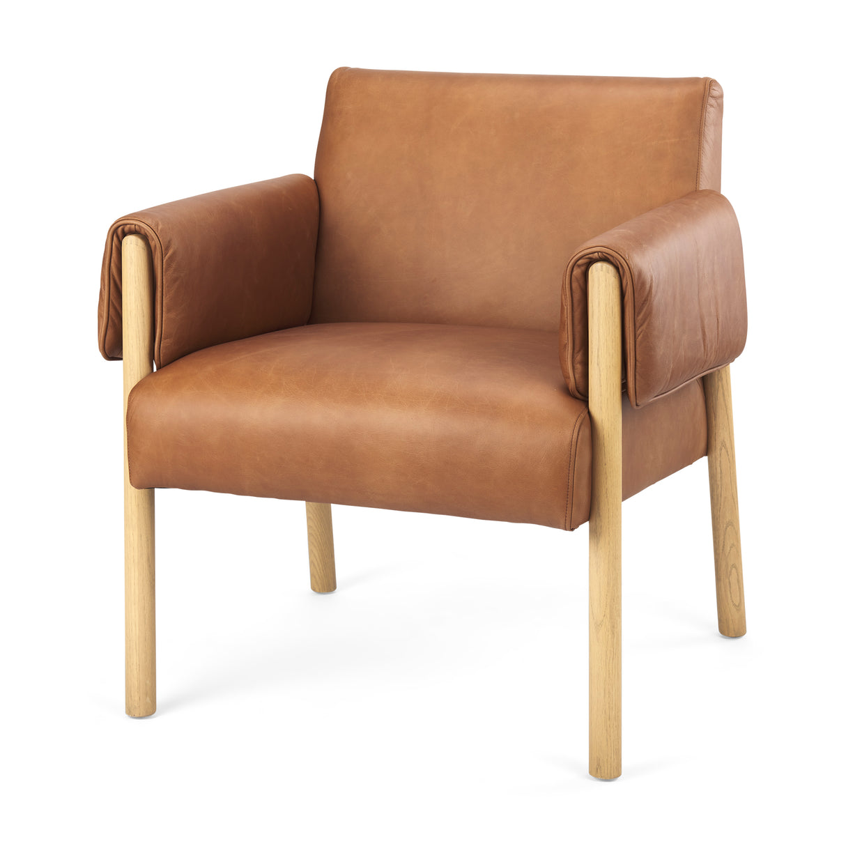 Ashton Brown Leather w/ Light Wood Accent Chair from Mercana - Luna Furniture