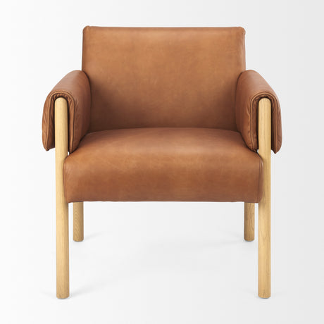 Ashton Brown Leather w/ Light Wood Accent Chair from Mercana - Luna Furniture