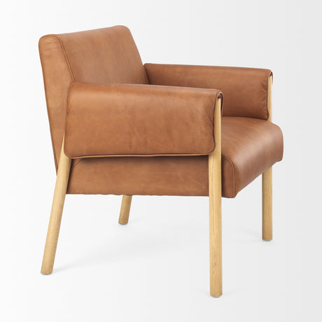 Ashton Brown Leather w/ Light Wood Accent Chair from Mercana - Luna Furniture
