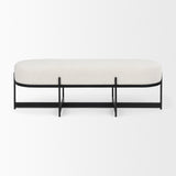 Amelia 55.0L x 18.0W x 18.0H Cream Boucle W/Black Metal Upholstered Bench from Mercana - Luna Furniture