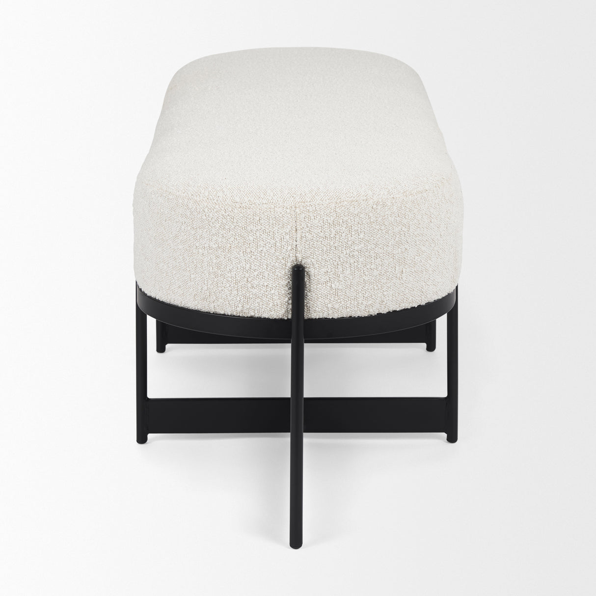 Amelia 55.0L x 18.0W x 18.0H Cream Boucle W/Black Metal Upholstered Bench from Mercana - Luna Furniture