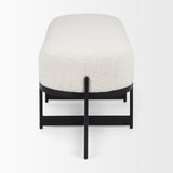 Amelia 55.0L x 18.0W x 18.0H Cream Boucle W/Black Metal Upholstered Bench from Mercana - Luna Furniture
