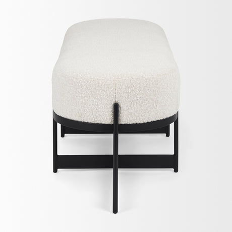 Amelia 55.0L x 18.0W x 18.0H Cream Boucle W/Black Metal Upholstered Bench from Mercana - Luna Furniture