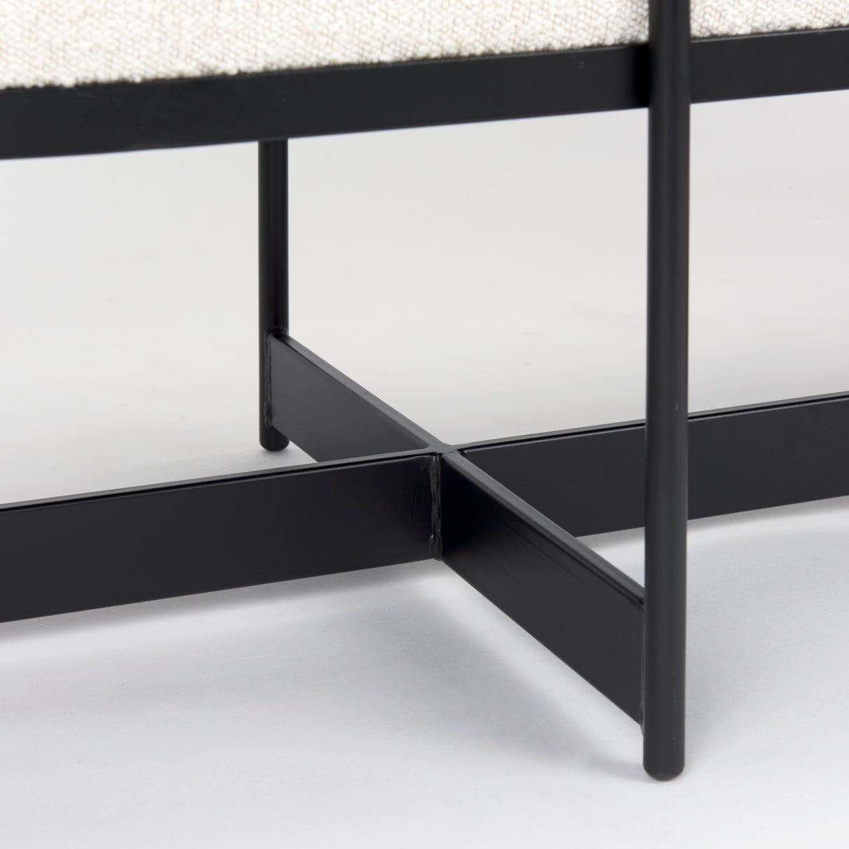 Amelia 55.0L x 18.0W x 18.0H Cream Boucle W/Black Metal Upholstered Bench from Mercana - Luna Furniture
