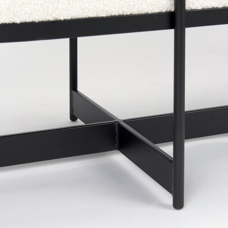 Amelia 55.0L x 18.0W x 18.0H Cream Boucle W/Black Metal Upholstered Bench from Mercana - Luna Furniture