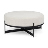 Amelia 35.8L x 35.8W x 17.5H Cream Boucle W/Black Metal Upholstered Ottoman from Mercana - Luna Furniture