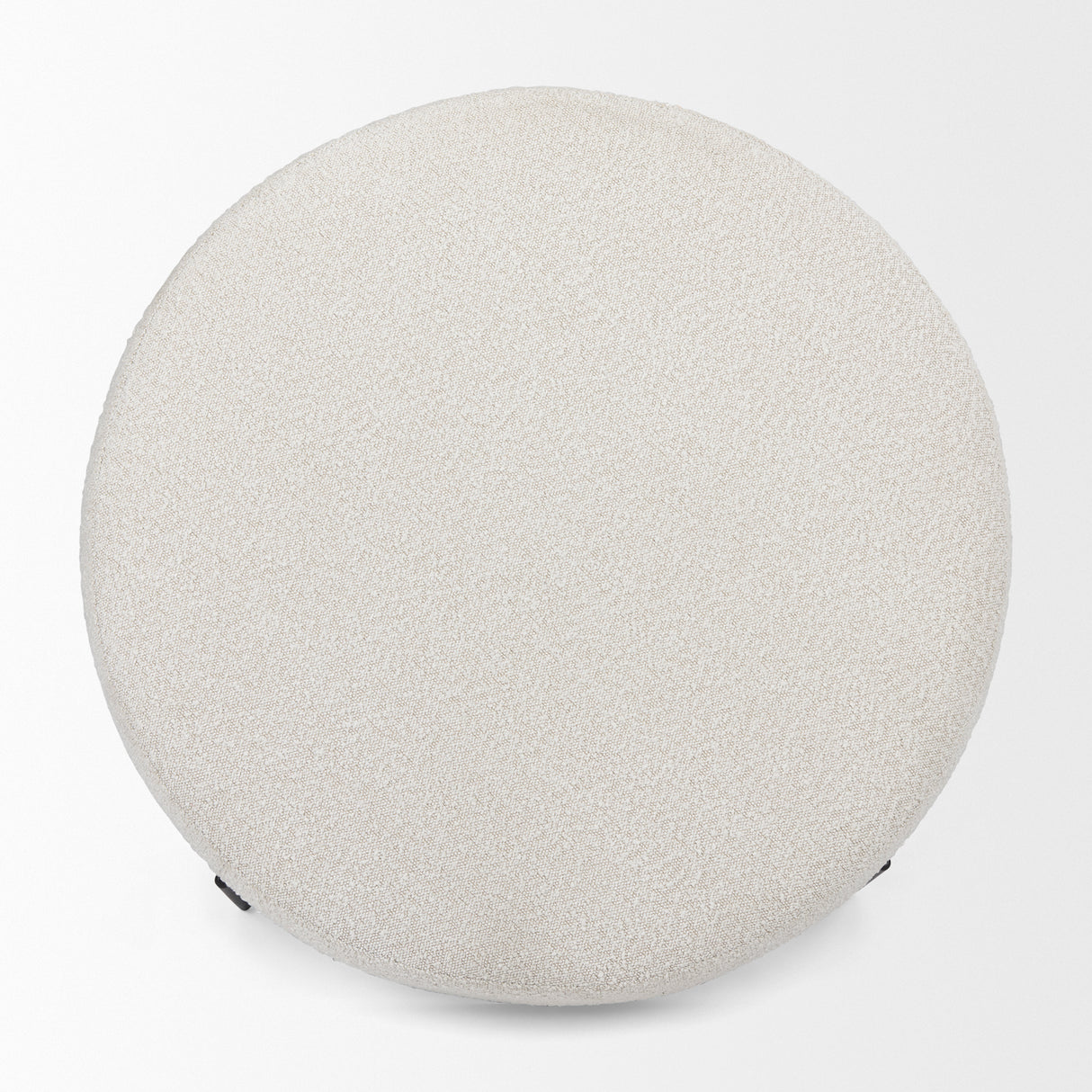 Amelia 35.8L x 35.8W x 17.5H Cream Boucle W/Black Metal Upholstered Ottoman from Mercana - Luna Furniture