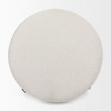 Amelia 35.8L x 35.8W x 17.5H Cream Boucle W/Black Metal Upholstered Ottoman from Mercana - Luna Furniture