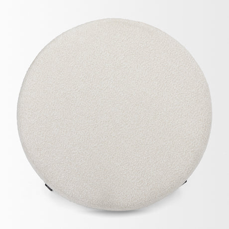 Amelia 35.8L x 35.8W x 17.5H Cream Boucle W/Black Metal Upholstered Ottoman from Mercana - Luna Furniture