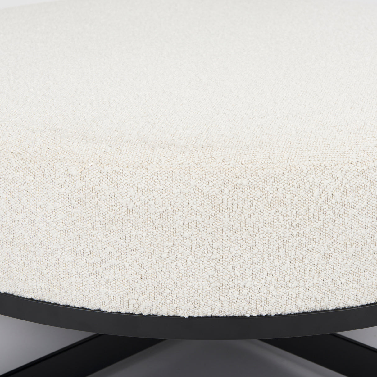 Amelia 35.8L x 35.8W x 17.5H Cream Boucle W/Black Metal Upholstered Ottoman from Mercana - Luna Furniture