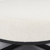 Amelia 35.8L x 35.8W x 17.5H Cream Boucle W/Black Metal Upholstered Ottoman from Mercana - Luna Furniture