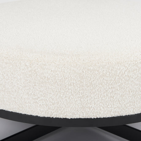Amelia 35.8L x 35.8W x 17.5H Cream Boucle W/Black Metal Upholstered Ottoman from Mercana - Luna Furniture