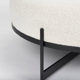 Amelia 35.8L x 35.8W x 17.5H Cream Boucle W/Black Metal Upholstered Ottoman from Mercana - Luna Furniture