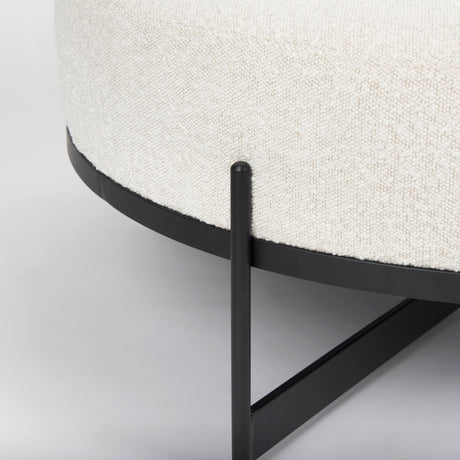 Amelia 35.8L x 35.8W x 17.5H Cream Boucle W/Black Metal Upholstered Ottoman from Mercana - Luna Furniture
