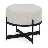 Amelia Cream Boucle W/Black Metal Upholstered Pouf from Mercana - Luna Furniture