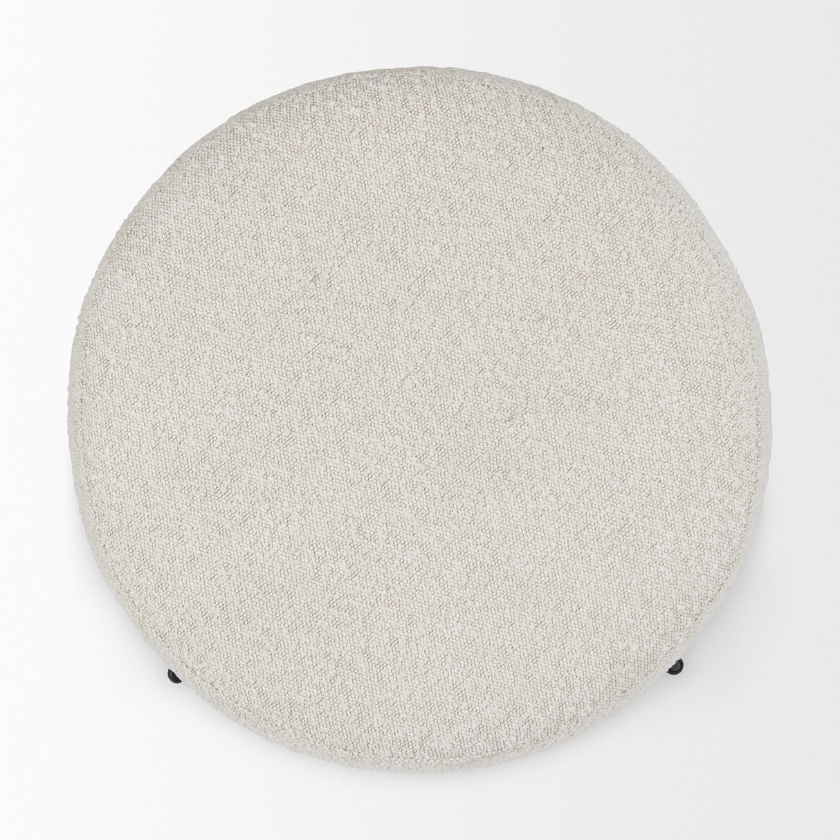 Amelia Cream Boucle W/Black Metal Upholstered Pouf from Mercana - Luna Furniture