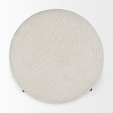 Amelia Cream Boucle W/Black Metal Upholstered Pouf from Mercana - Luna Furniture