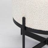 Amelia Cream Boucle W/Black Metal Upholstered Pouf from Mercana - Luna Furniture
