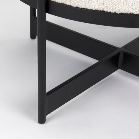 Amelia Cream Boucle W/Black Metal Upholstered Pouf from Mercana - Luna Furniture
