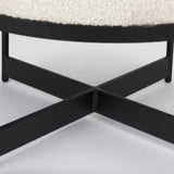 Amelia Cream Boucle W/Black Metal Upholstered Pouf from Mercana - Luna Furniture