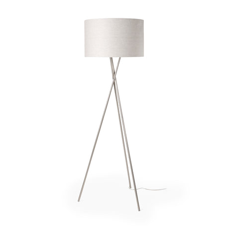 Ambrose 20.0L x 20.0W x 61.8H Silver Metal W/Beige Fabric Shade Floor Lamp from Mercana - Luna Furniture